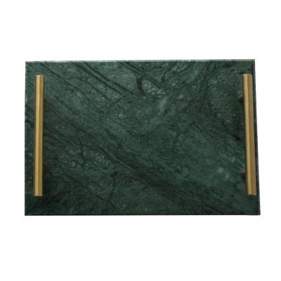 Marble Tray with Metal Handles