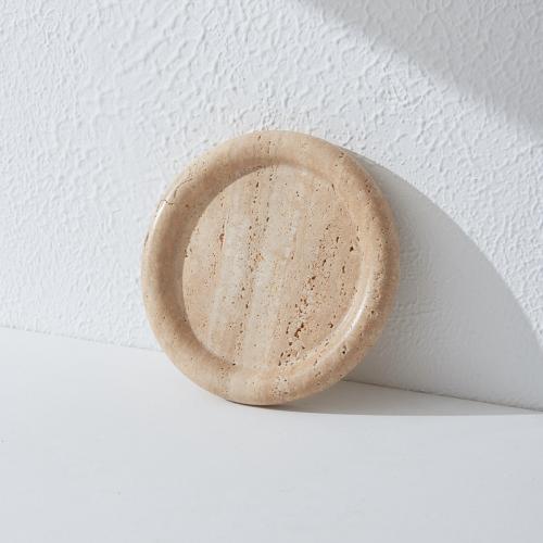 Round Travertine Marble Serving Tray