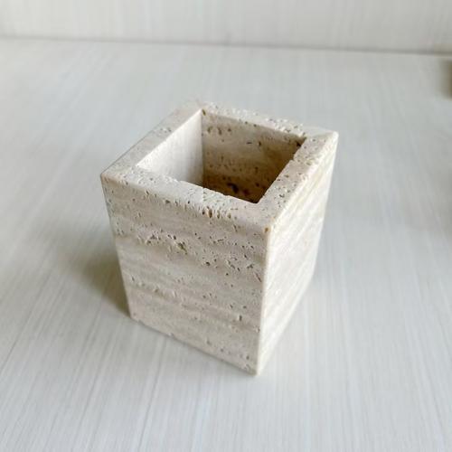 Travertine Marble Candle Holder/Storage Jar